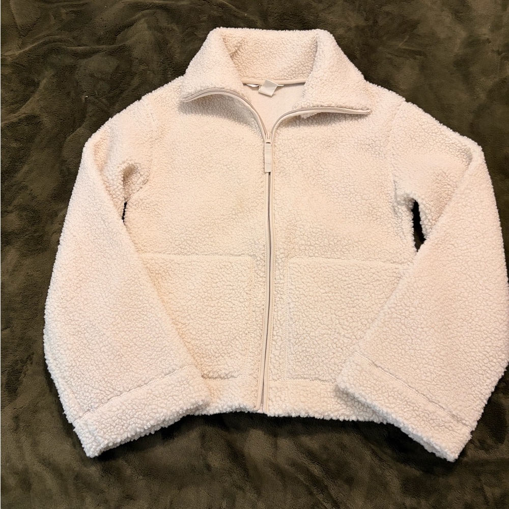 H&M Cream off white Teddy fleece jacket xs